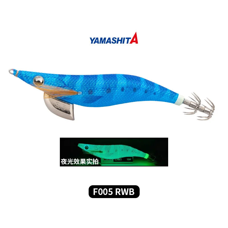 YAMASHITA NEW Japan Squid Hook Wood Shrimp Bait EGI-OH F Luminous Glow 20 Colors Ocean Beach Fishing Lure #2.0 to #3.5 Sizes 6.5g/10g/15g