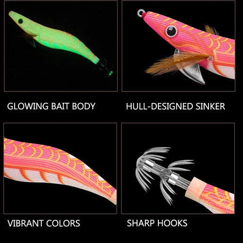 Floating Squid Jig 12g 14g 19g Eging Fishing Lure Artificial Bait for Octopus Cuttlefish Seawater Fishing Gear with Squid Hook