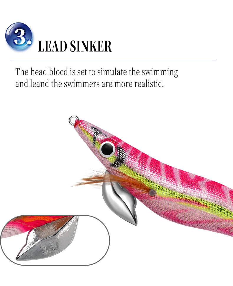 Floating Squid Jig 12g 14g 19g Eging Fishing Lure Artificial Bait for Octopus Cuttlefish Seawater Fishing Gear with Squid Hook