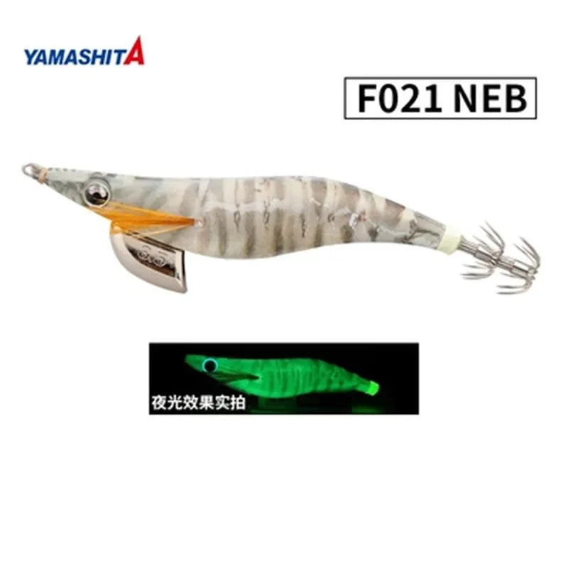 YAMASHITA Super Glow EGI JIGS Wood Shrimp Bait Lure for Seawater Fishing - Effective Squid Hunting JIGS in Multiple Sizes