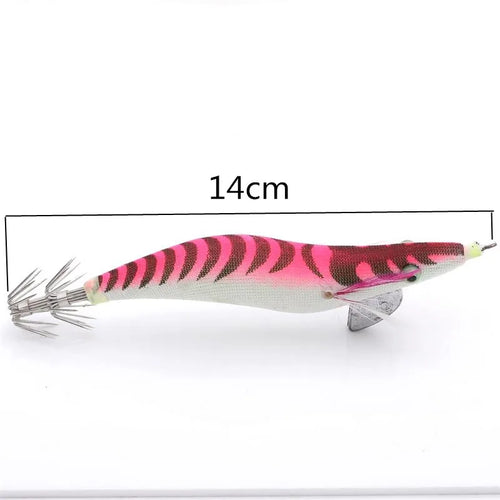 2 pcs Premium Wooden Fishing Lure Squid Jig Hook- Realistic Shrimp and Cuttlefish Design - Hard Bait for Saltwater and Freshwat