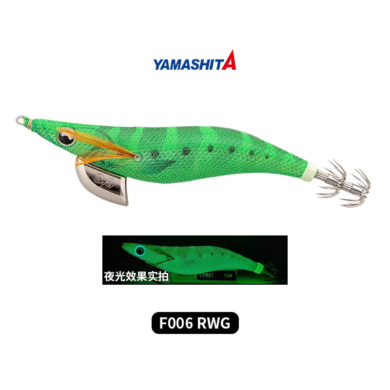 YAMASHITA NEW Japan Squid Hook Wood Shrimp Bait EGI-OH F Luminous Glow 20 Colors Ocean Beach Fishing Lure #2.0 to #3.5 Sizes 6.5g/10g/15g