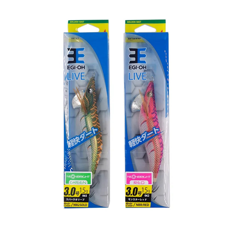 100% Original YAMASHITA EGI-OH LIVE #3.5 21g  squid hook Glowing under purple light wood shrimp 9 color