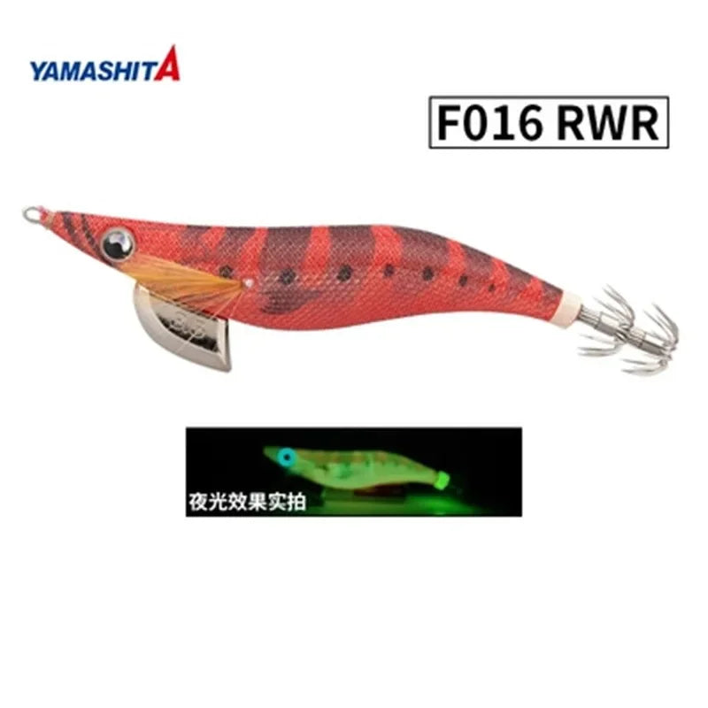 YAMASHITA Super Glow EGI JIGS Wood Shrimp Bait Lure for Seawater Fishing - Effective Squid Hunting JIGS in Multiple Sizes