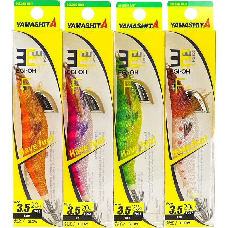 YAMASHITA Super Glow EGI JIGS Wood Shrimp Bait Lure for Seawater Fishing - Effective Squid Hunting JIGS in Multiple Sizes