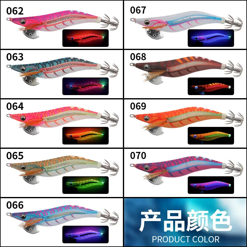 100% Original YAMASHITA EGI-OH LIVE #3.5 21g  squid hook Glowing under purple light wood shrimp 9 color