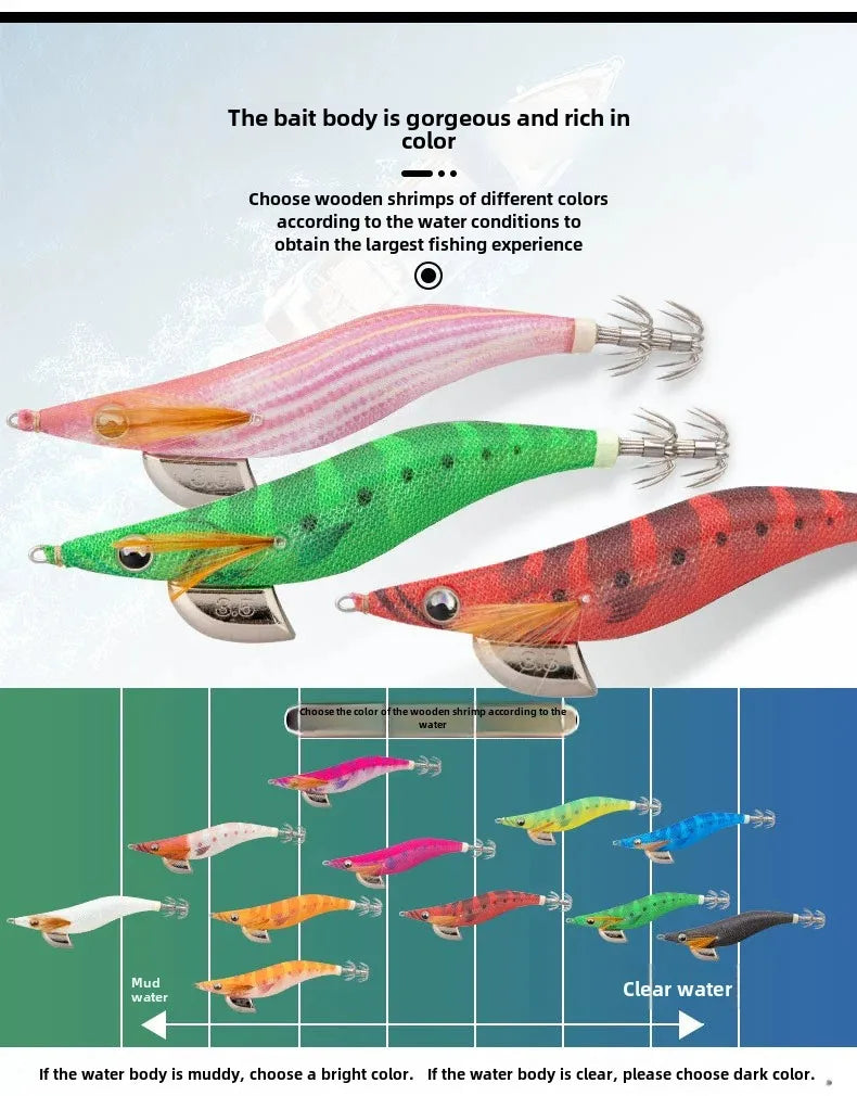 YAMASHITA Super Glow EGI JIGS Wood Shrimp Bait Lure for Seawater Fishing - Effective Squid Hunting JIGS in Multiple Sizes