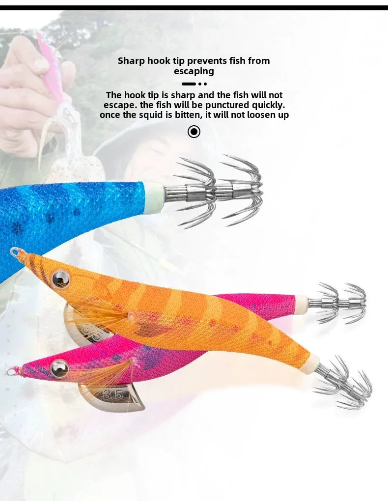 YAMASHITA Super Glow EGI JIGS Wood Shrimp Bait Lure for Seawater Fishing - Effective Squid Hunting JIGS in Multiple Sizes