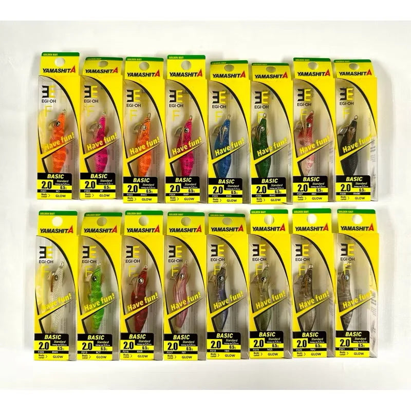 YAMASHITA Super Glow EGI JIGS Wood Shrimp Bait Lure for Seawater Fishing - Effective Squid Hunting JIGS in Multiple Sizes