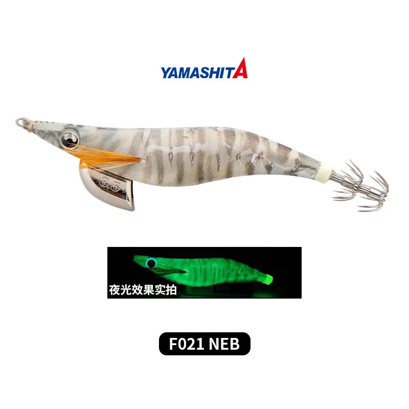 YAMASHITA NEW Japan Squid Hook Wood Shrimp Bait EGI-OH F Luminous Glow 20 Colors Ocean Beach Fishing Lure #2.0 to #3.5 Sizes 6.5g/10g/15g