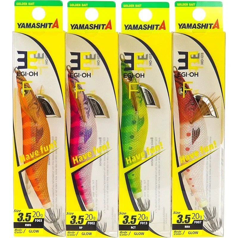 YAMASHITA Super Glow EGI JIGS Wood Shrimp Bait Lure for Seawater Fishing - Effective Squid Hunting JIGS in Multiple Sizes