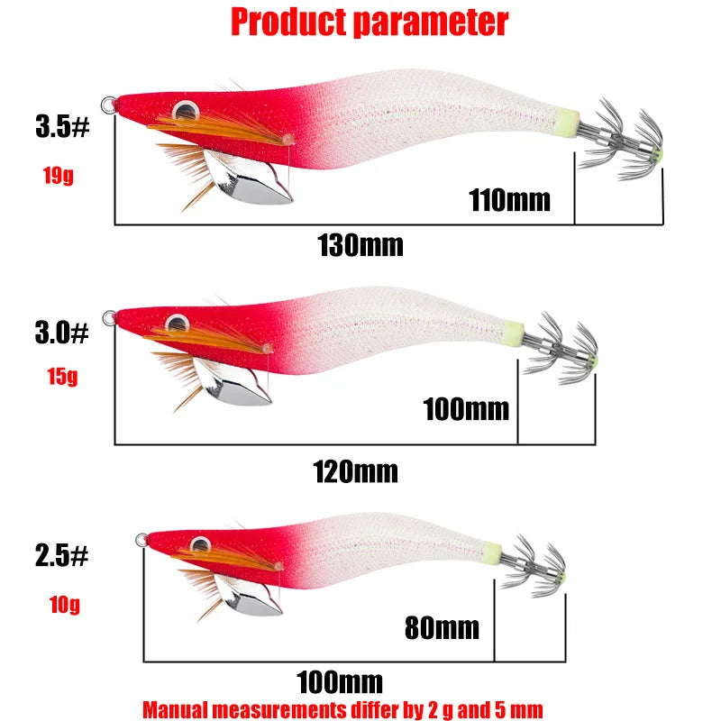 Floating Squid Jig 12g 14g 19g Eging Fishing Lure Artificial Bait for Octopus Cuttlefish Seawater Fishing Gear with Squid Hook